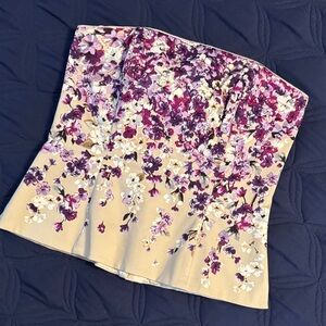 WHBM Floral Strapless Bustier Corset Top